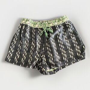 Aerie Jacquard High Waisted Shorts Green Cotton Womens Large Summer Casual
